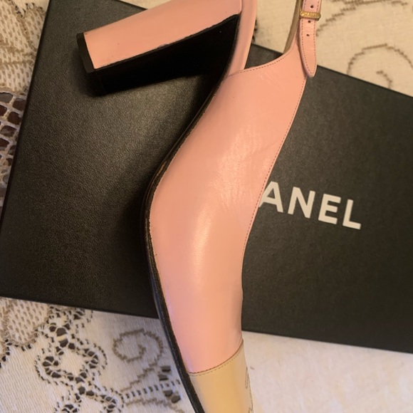 Chanel 60s 70s Two-Tone Slingbacks 6.5 N Pink - Picture 12 of 16